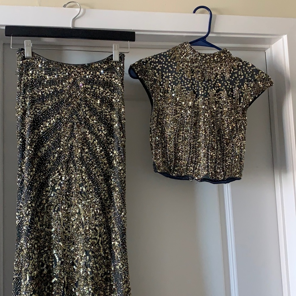 3 piece gold beaded ball gown